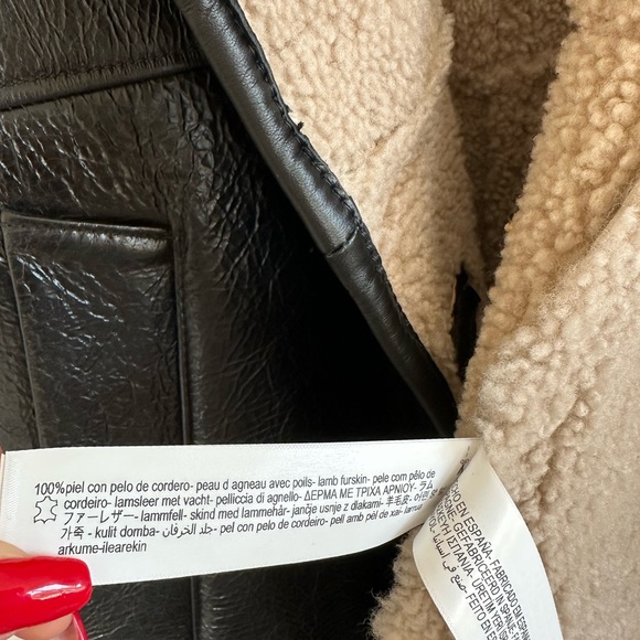 Massimo Dutti moulton genuine leather shearling sherpa aviator coat jacket - Picture 15 of 15